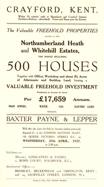 Northumberland Heath Estate Sales Leaflet, 1927